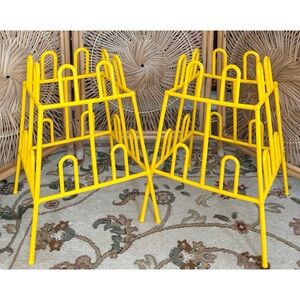 Set of 2 80s Yaffa Basic Line Yellow Plastic Shoe Organizers